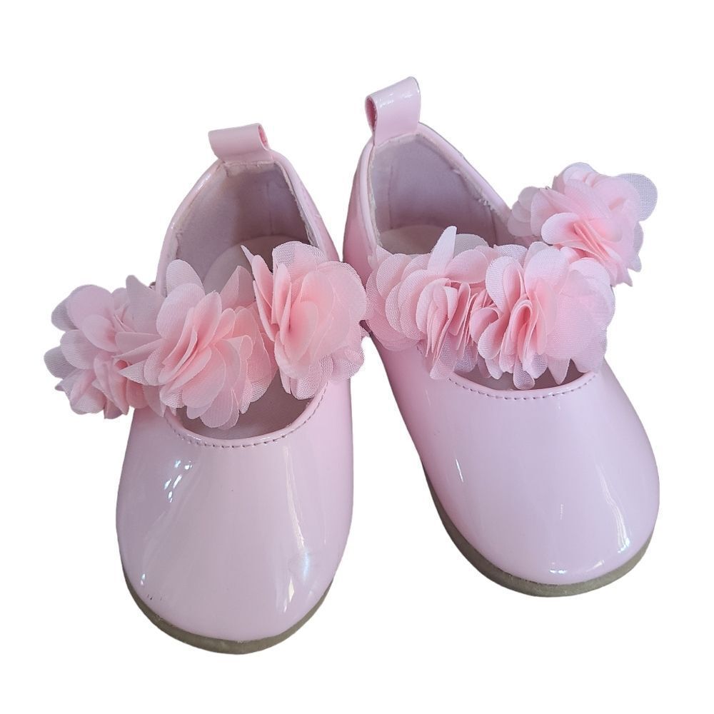 Koala Baby Shoes Dress Pink Patent Leather With Fabric Roses Sz 4 NWOT